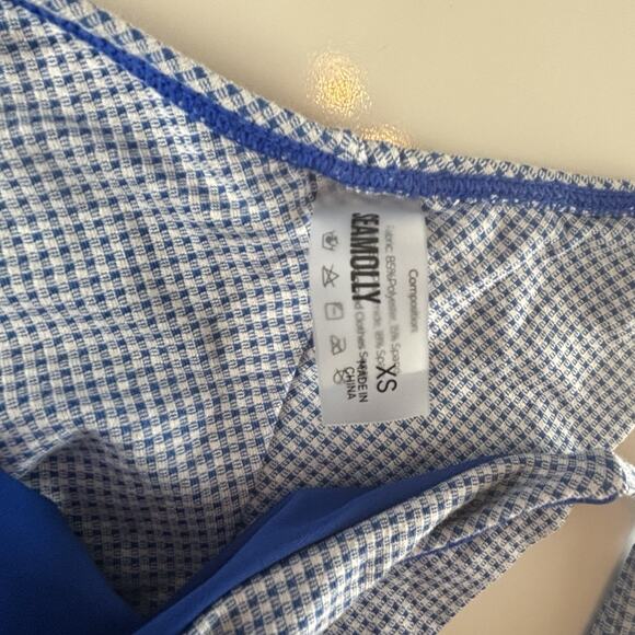 Seamolly Blue White Gingham Check Seashell Tie Sides Bikini Swimsuit XS NWT - Picture 3 of 12